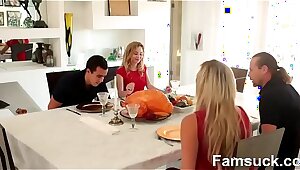 Stepsister Sucks And Fucks Stepbrother During Thanksgiving  Dinner